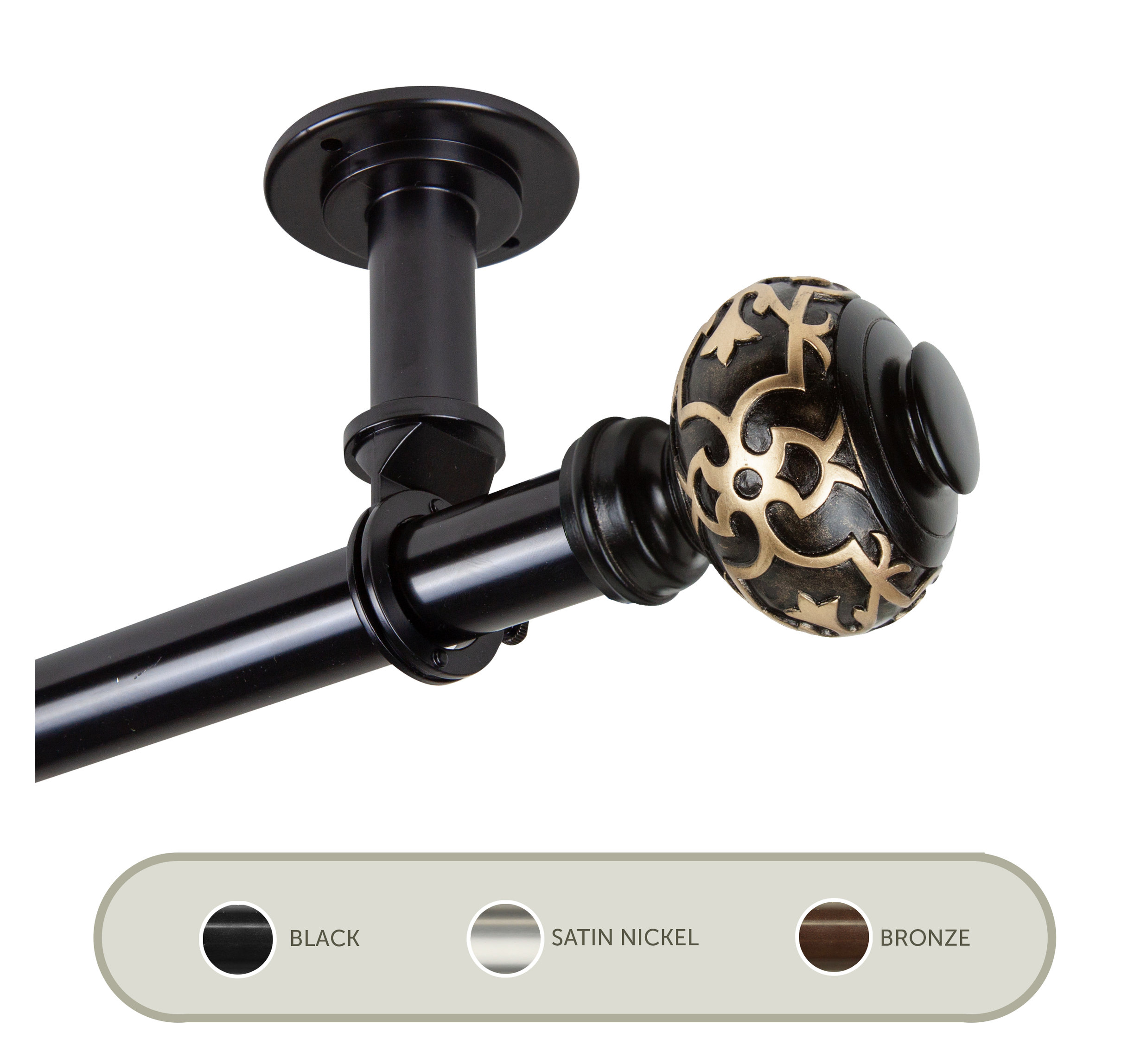Kubrik Ceiling 1" Curtain Rod/Room Divider, 48-84" - Traditional