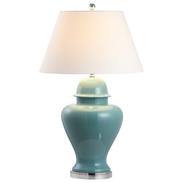 Sagwa Ceramic/Iron Modern Classic LED Table Lamp, Teal