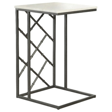 Coaster Angeliki Contemporary Metal Accent Table with Marble Top in Gray/White