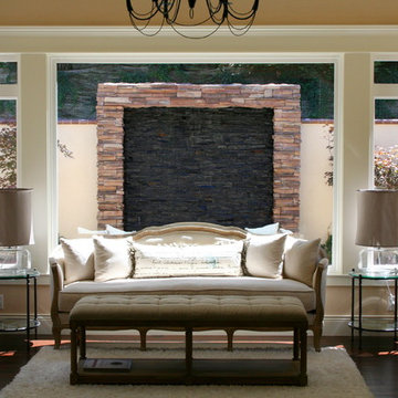 Custom Water Feature with Coronado Stone and Obsidian Black Natural Stone