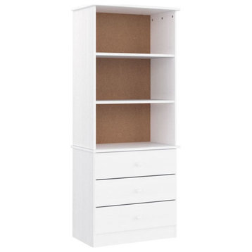 vidaXL Bookshelf Bookcase Shelving Unit with Drawers ALTA White Solid Wood Pine