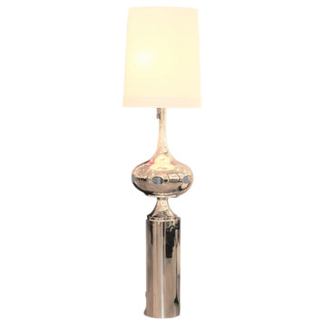 Luxe MidCentury Modern Tall Silver Floor Lamp | Lighted Base 77"H Organic Shape