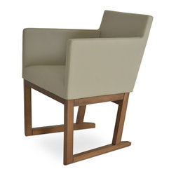 HARPUT SLED WOOD WALNUT- LIGHT GREY LEATHERETTE - Dining Chairs
