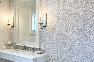 Powder room - contemporary powder room idea in New York