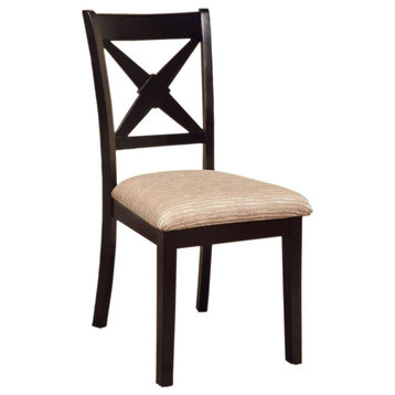 Benzara BM131333 Liberta Transitional Side Chair, Fabric Black Finish, Set Of 2