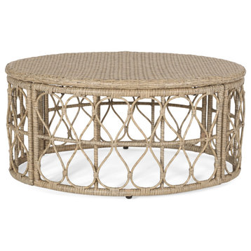 Colmar Outdoor Wicker Coffee Table, Light Brown + Mix Light Brown