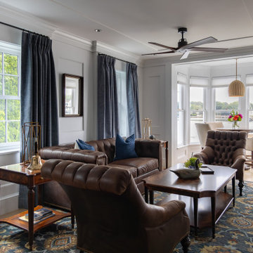 Upscale Maritime in Mystic Living Room and Den