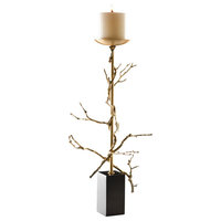 Elegant Twig Branch Gold Black Candle Holder Brass 25" Pillar Tall Sculpture