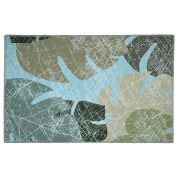 JellyBean Accent Rug Faded Tropical Leaves