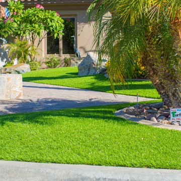Front entry with artificial turf