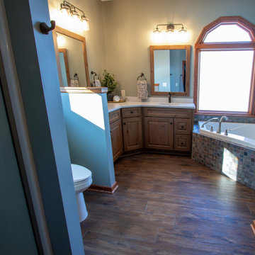 Primary Bath Remodel with Knotty Alder Vanity and Cashmere Taj Quartz Countertop