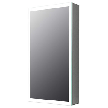LED Recessed/Surface Mount Medicine Cabinet, Aluminum, 15"x30", Right Hand Door
