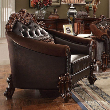 Vendome II Chair With 1 Pillow, 2-Tone Dark Brown PU and Cherry