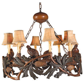 Pinecone And Quail Chandelier