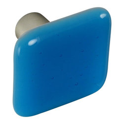 CKP - Art Glass Knob, Turquoise Blue, Dull Brushed Nickel Base - Cabinet And Drawer Knobs