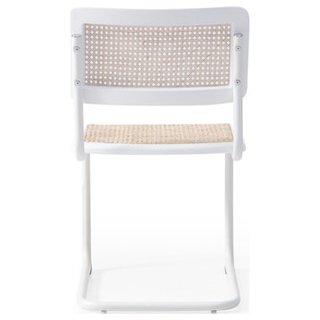 Kano Rattan Back and Seat Dining Chair (Set of 2), White