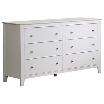 Modern Wood 6-Drawer Dresser, White