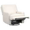 Modern Recliner Glider Chair, Square Design With Swiveling Coil Seat, White