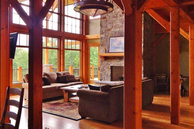Inspiration for a rustic living room remodel in New York
