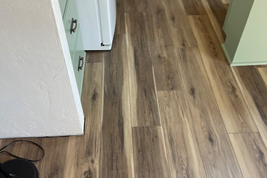 Vinyl floor kitchen photo in Other