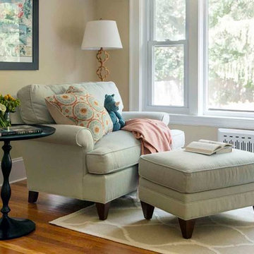 Lightened-Up Newton Tudor: Reading Chair in Living Room