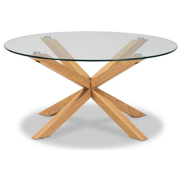 Baxton Studio Lida Glass and Wood Finished Coffee Table