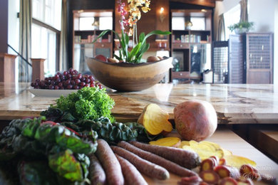 Example of a zen kitchen design in Milwaukee