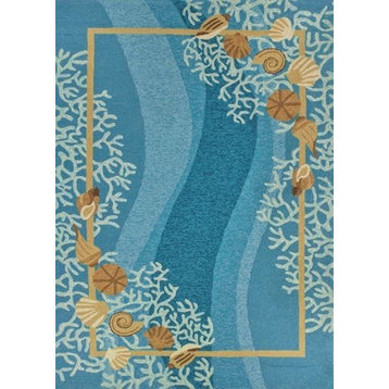 Shells and White Coral Indoor Outdoor Area Rug, 5'x7'