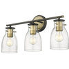 Shelby 3 Light Bathroom Vanity Light, Oil Rubbed Bronze and Antique Brass