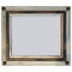 Rustic Frame - 11x14 Barnwood Frame with Metal Corner Brackets, Wood