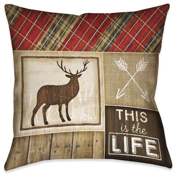 Laural Home Country Cabin IV Outdoor Decorative Pillow, 18"x18"