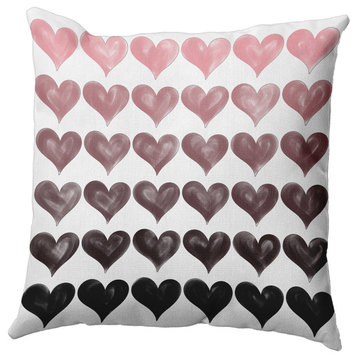 26" x 26" Colored Hearts Valentine's Day Decorative Indoor Pillow, Pink-Black