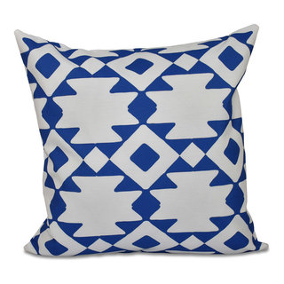 Decorative Designer Accent Pillow Blue Geometric Southwest Style Large Size  for Living Room/Bedroom