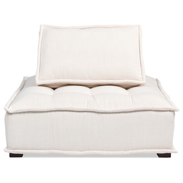 Arwen 42" Square Modular Pillow-Back Lounge Chair, Beige Linen