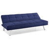 Hawthorne Collections Tufted Contemporary Fabric Sleeper Sofa in Navy Blue