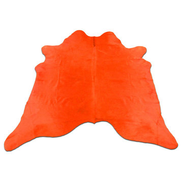 Dyed Orange Cowhide Rugs, 7'x7'