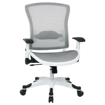 Managers Chair With Padded Mesh Seat and Back, White Frame