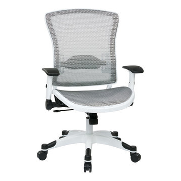 Managers Chair With Padded Mesh Seat and Back, White Frame