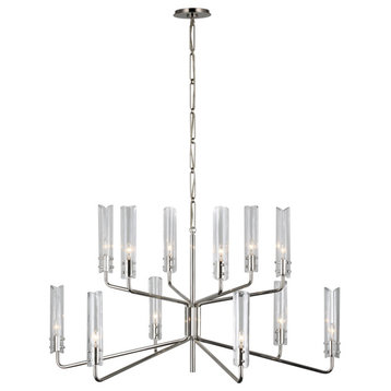 Casoria Large Two-Tier Chandelier in Polished Nickel with Clear Glass
