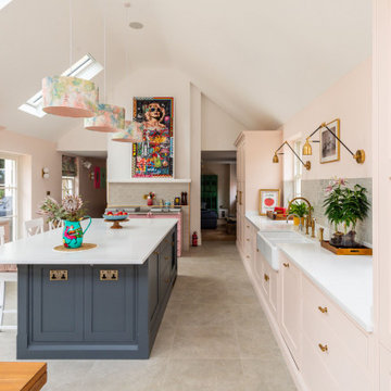 Pink & Grey Classic In-Frame Shaker Beaded Front Frame Kitchen