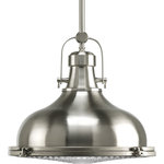 Progress Lighting - 1-Light Pendant, Brushed Nickel - The Fresnel one-light pendant has an antique-inspired Fresnel glass lens, industrial roots in form and function