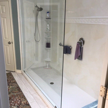 Travertine smooth wall shower w/ Listello wall Trim