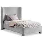 Meridian Furniture - Penny Bed, Gray, Twin, Chenille Fabric - Give your bedroom an instant makeover with this grey Penny chenille fabric bed. A fusion of style and comfort, this twin-size bed comes upholstered in rich grey chenille fabric for a charming look and has an extra-high, curved headboard for optimal support while you read or watch TV. A chic and functional addition to your bedroom, this handsome bed is a true showstopper from every angle.