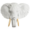 Faux Mounted Elephant Head, Standard, White and Gold