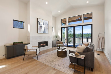 Living room - modern living room idea in Portland