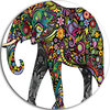 Floral Cheerful Elephant, Animal Digital Art Disc Metal Wall Art, 11"