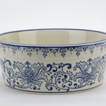 Danny's Fine Porcelain - Dog Bowl L - large size dog bowl-blue and white  7.5WX7.5LX3H