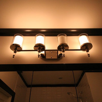Bathroom sconce/chrome and glass