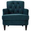 Kelly Button Tufted Accent Arm Chair Satin Teal