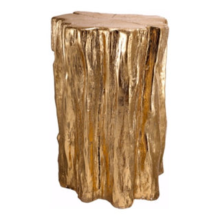 Benzara Well Designed Nature Inspired Tree Trunk Stool Gold